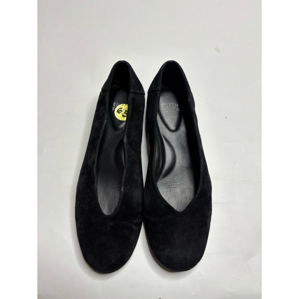 Eileen Fisher Shoes Women's 6.5 Black Suede Slip On Flats Leather Round Toe